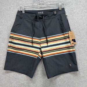 Roark Board Shorts Men 28 Grey Aztec Striped The Passage Surf Beach Tropical NEW